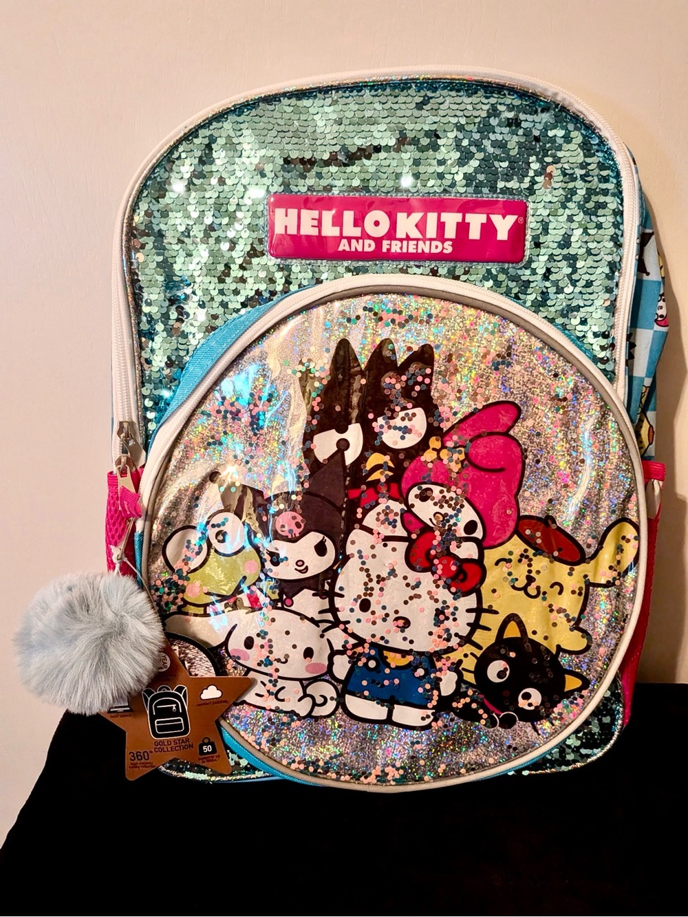 Hello Kitty Aqua Sequin Backpack with Pink Accents
